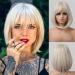 Testar 14 inch blonde bob wigs for black women Short straight platinum wigs with pony natural white synthetic harre wig glue -free wigs hair replacement blonde platinum