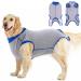 Pumyporeity recovery suit for dogs castration wound protection suits puppy dog body after op postoperative protective clothing wounds anti-licking e-neck band alternative after operations (gray XL) XL A-gray
