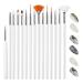 Nail brush 15 pieces nail art brush kit nail painting tools for nail art design salon at home diy manicure acrylic nail brush for DIY nail art designs gel brush for nails (white)