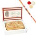Ghasitaram Gifts Rakhi Gifts for Brothers Honey Cashew Mithai Cake with Pearl Beads Rakhis Honey Cashew Mithai Cake with Cap