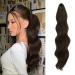 Fine ponytail extensions clamp 50 cm hair extensions braid long ponytail hair part clip wavy extensions braid medium -chested horses brown ponytail hair extension for women 50 cm medium -chestnut brown