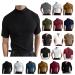 Male Summer Solid T Shirt Blouse High Collar Turtleneck Short Sleeve Tops T Shirt Mock Turtleneck Shirts Men Y2-white Medium