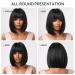 AWEE Black Short Bob Wig with Bangs - 10 Inch Natural Straight Synthetic Hair for Daily Wear and Cosplay - Buy Online on GoSupps.com