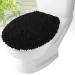 MAYSHINE Plush Shaggy Standard Toilet Seat Lid Cover (Black) | Fuzzy Chenille Microfiber, Fluffy Soft Absorbent - Machine Washable Cushion | No More Cold or Wet Seats