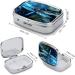Pill Box Art Blue Dragonfly - Stylish 2 Compartment Portable Pill Organizer for Travel | Decorative Metal Medicine Case - Buy Online on GoSupps.com