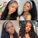 Lovigs Water Wave Headband Wig 24 Inch - Brazilian Virgin Hair Machine Made Natural Color 1B - Curly None Lace Front Wigs for Black Women - Buy Online on GoSupps.com