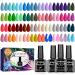 45PCS Gel Nail Polish Kit, 40 Colors 7ML Gel Polish Set Soak Off Gel Nail Kit with 2pcs Base Coat 2pcs Glossy & 1pcs Matte Top Coat gel Polish Green Blue Red Pink Nude Collection Gifts for Women 40+5 KIT P