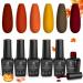 Beetles Gel Nail Polishes- Gold Yellow Gel Polish Set 6 Colors Red Green Purple Burgundy Nail Gel Polish Soak Off Nail Lamp Gel Nail Kit Nail Art Manicure Salon DIY at Home Beauty Gifts Autumn Leaves