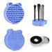 Brush Cleaning Mat+Color Removal Sponge,2 in 1 Silicone Brush Cleaning Mat with Holder for Storage&Air Dry Brushes,Clean Makeup Brushes Instantly-Blue