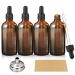 AOZITA 4 Pack 100ml Dark Amber Dropper Bottles with 1 Funnels & 4 Labels - 3.4oz Brown Glass Tincture Bottles with Eye Droppers for Essential Oils Liquids - Leakproof Travel Bottles