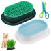 Hejo 2 PCS Cat Grass Seed Tray Plant Bowls for Cat Grass Catnip Cat Grass Box with 1 Plastic Scissors Plastic Soil Free Cat Plant Planting Box for Planting Cat Grass