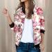 Stylish Women's Light Bomber Jacket with Flower Pattern - Casual Aviator Zipper Summer Outerwear in Red - Perfect for College & Everyday Wear - Buy Online on GoSupps.com