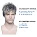 Men's Short Gray Synthetic Wig for Cosplay - Natural Straight Grey/Black Mix - Silver Short Hair - Buy Online on GoSupps.com