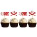 MonMon & Craft Baseball One Cupcake Toppers - Sport Theme 1st Birthday Cupcake Decor - Baby Shower Party Dessert Decor - Baseball Birthday Party Cupcake Toppers - 24 Pcs Glitter