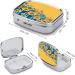 Shop Yellow & Blue Floral Print Pill Box - 2 Compartment Decorative Metal Pill Organizer for Travel | International Shipping Available - Buy Online on GoSupps.com