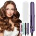 2-in-1 Dual Purpose Curling Wand and Straightener Long-Lasting Portable Travel Hair Styler for Short and Long Hair Types (Purple)