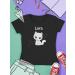 Personalized Cute Cat T-Shirt for Girls - Custom Name Gift by Shirtracer - Black Design (164) - Buy Online on GoSupps.com
