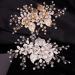 Dainty Bridal Flower Hair Clip in Silver - Handmade Wedding Hair Accessory with Gold Leaf, Crystal, and Pearl for Women and Girls - Buy Online on GoSupps.com