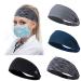 Zoldag Headbands with Buttons for Doctor Nurse Protect Ears Elasticity Button Headbands non Slip Hair Bands for Yoga Sports Running 1-Black Gray Navy Stripe