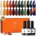 modelones Fall Gel Nail Polish Set 12 Colors Nude Brown Gel Polish Yellow Pumpkin Orange Sage Green Blue Wine Dark Red Nail Gel Polish Set Soak OFF LED Nail Art Gel Kit Halloween Nail Gift Salon DIY