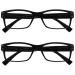 The reading glasses company 2-pack men black brown tortoisy large designer style readers spring hinges rr11 +3.00 diopters black