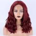 Miss Diva 13×4 Short Maroon Wavy Wig Burgundy Bob Wigs Red Shoulder Length Wig Synthetic Lace Front Wigs For White Women 14" For Daily Party Cosplay 16-Bob