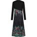 Women's Casual Fall Wedding Guest Midi Dress - Black Long Sleeve Cocktail Party Tunic Flower Shirt Hawaiian Plus Size - Size Large - Buy Online on GoSupps.com