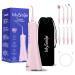 MySmile water tooth floss for teeth wireless oral shower 5 cleaning modes 8 interchangeable jet tips ipx 7 waterproof UsB rechargeable water dental picks for tooth cleaning with PU bag pink pink-a