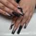 IMSOHOT Long Black French Press-On Nails 24 Pcs Glossy Acrylic with 3D Flower Charms & Rhinestones | Full Cover False Nail Tips for Women - Buy Online on GoSupps.com