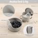 Silicone Baby Weaning Set 6 Pcs - Adjustable Bib, Divided Plate, Suction Bowl, Cup, Fork & Spoon - Grey - Ideal for Babies, Toddlers & Kids - Buy Online on GoSupps.com