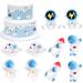 Cyodoos 25Pcs Outer Space Cupcake Toppers Space Astronaut Cupcake Picks Rocket Planet Trip to the Outer Space Themed Kids Children Party Supplies Blue