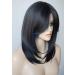 Medium Length Layered Highlighted Synthetic Wig with Bangs for White Women - Black Blue Mix - Buy Online on GoSupps.com