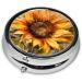 Sunflower Pattern Mini Round Pill Box - 3 Compartment Travel Organizer for Home & Office - Buy Online on GoSupps.com
