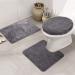 Jianyana 3-Part Bathroom Carpet Set - Slip-Resistant Microfiber Shaggy Mats & Toilet Seat Cover - Soft Gray - Buy Online on GoSupps.com