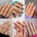 6 Packs (144 Pcs) Press on Nails Medium Design Misssix Short Fake Nails Almond French Glue on Nails Set with Adhesive Tabs Nail File for Women