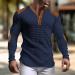 Shop Long-Sleeved Men's V-Neck Waffle Henley Shirt | Regular Fit Leisure & Sport Tops - XL Marine - Buy Online on GoSupps.com
