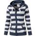 OUNAR Women's Casual Lightweight Striped Zip Up Hoodie with Pockets - Navy, XL - Buy Online on GoSupps.com