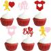 Valentine's Day Gender Reveal Cupcake Toppers Red Pink Hearts Boy Or Girl Cupid Valentine Baby Shower Decoration