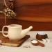 Spill Proof Ceramic Neti Pot Set - Beige, 250 ML - 5 Sachet Neti Salt, Microwave Safe - Buy Online on GoSupps.com