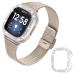 Joyozy Slim Metal Bands Compatible with Fitbit Versa 3&Sense Smartwatch,Stainless Steel Sense Thin Wristbands Bracelet with Bling Protective Case for Women Girls(Champagne Gold) Champange Gold