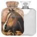 NAANLE hot water bottle with lid painting horse hot water bottle 2 liter hot water bottle for bed handfoot warmer pain relief heat and cold therapy
