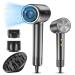 Hair Dryer with Diffuser - Negative Ionic Blow Dryer with 110 000 RPM Brushless High-Speed Motor for Fast Drying 1400W Low Noise Thermo-Control Hairdryer with Magnetic Nozzle for Home/Travel