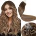 LaaVoo Human Hair Extensions With Microring Brown Balayage Micro Loop Extensions Human Hair 1g/s Light Brown Ombre Golden Blonde Extensions Human Hair Microring Straight #8/16/8 50s/50g 40cm 40 cm 3.23Micro#8/16/8