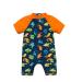BONVERANO Baby Boys Sunsuit/Swimsuit UPF 50+ Sun Protection One Pieces with Zipper Swimwear with Sun Hat 3 Months Shark/Orange