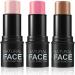 Contour Stick 3Pcs Set 3 Colors Waterproof Long Lasting Blush Stick Natural Finish Multipurpose Highlighter Makeup Stick for Cheeks Lips All Skin Highlighters - Buy Online on GoSupps.com
