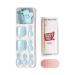 KISS imPRESS Dream Glow Pedicure Press-On Fake Toenails Kit - Light Blue Square Nails with Prep Pad, File, Stick - 24 Nails - Buy Online on GoSupps.com