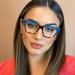 Retro TR90 Square Frame Blue Light Blocking Glasses for Men & Women - Anti-UV Ray Computer & Reading Eyewear - Leopard Blue 52mm - Buy Online on GoSupps.com