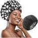 Terry Cloth Lined Waterproof Shower Cap for Women - Reusable Double Layer Bath Cap with Dry Hair Function - Black and White Dots Design - Buy Online on GoSupps.com