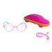 Children blue light filter glasses without starch UV block tr90 round glasses frame for young girls + anti -slide glasses tape + glasses case pink