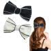 2 PACK Elegant Bow Hair Clips Solid Color Big Black and White Hair Bow Hair Barettes Hair Accessories for Women and Girls
